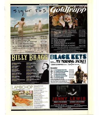(WOR5) CONCERT TOUR DATES ADVERT 12X9'' SIGOR ROS. GOLDFRAPP. BLACK EYES