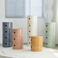 Round Standing Cylinder Cabinet Drawer 2/3/4/5 Tiers Bedroom Table Storage Units