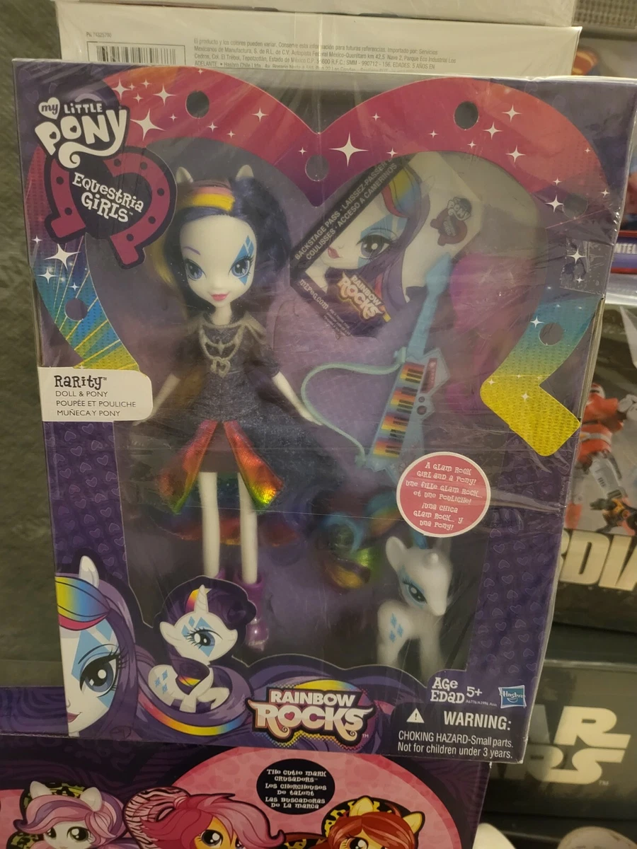 My Little Pony Equestria Girls Rainbow Rocks Rarity Doll & Pony Set Rare.  NEW