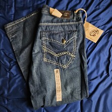 Vintage Super Baggy Wide Leg Embroidered Denim Jeans Size 38x30 DEADSTOCK Jnco