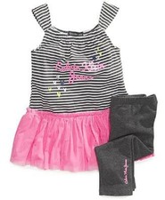 Calvin Klein Girl's Set Top  Capri pink gray sz 2T / 6  49.50