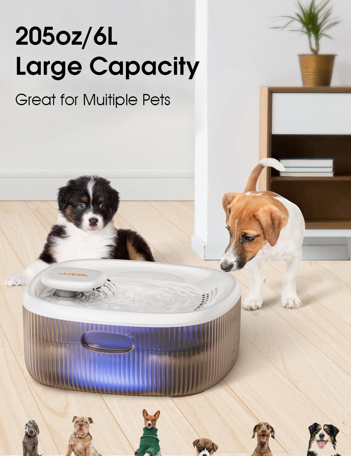 Large Dog Water Fountain, Automatic Dog Water Bowl Dispenser Cat Water