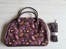 Borsa marrone con figure colorate/stampa boho con manici e tracolla