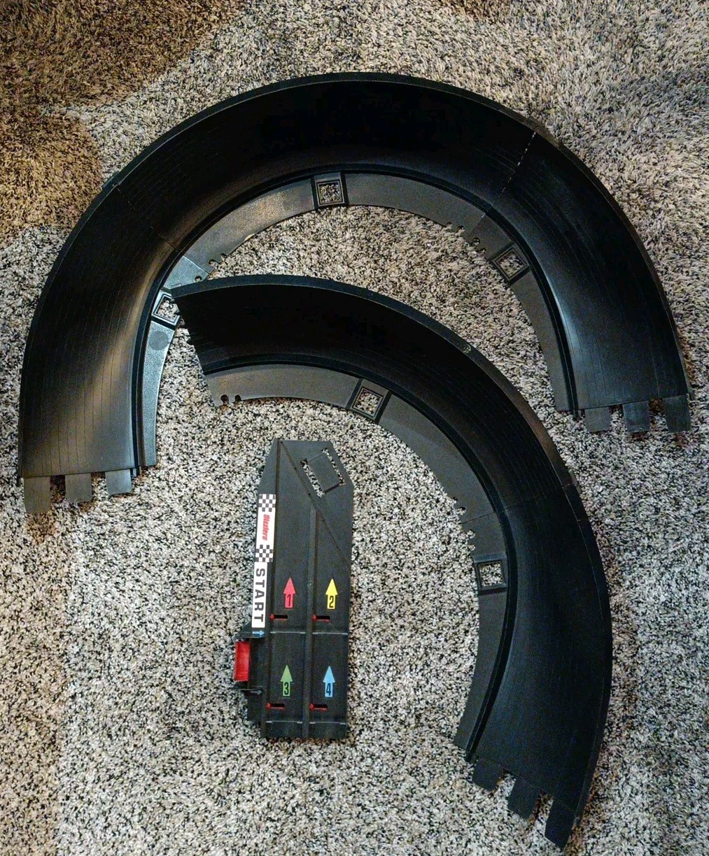 Vintage 1970 Mattel Hot Wheels SIZZLERS FAT TRACK 5 Curve Pieces & Start Gate!