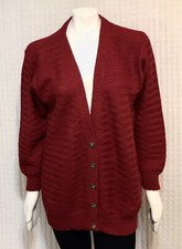 Vintage NW COUNTRY STORE Red 100 Alpaca Button Up Knit Cardigan Sweater L NEW