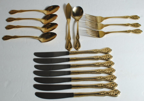 Home Concept Stainless Japan Gold Plated 15 Pieces 4 Spoons 6 Knife 3 Fork More - Picture 1 of 23