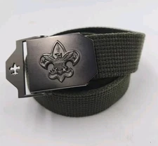 Boy Scouts Khaki Green Webbing Belt - Green Gear Buckle - Size 38 Inches 