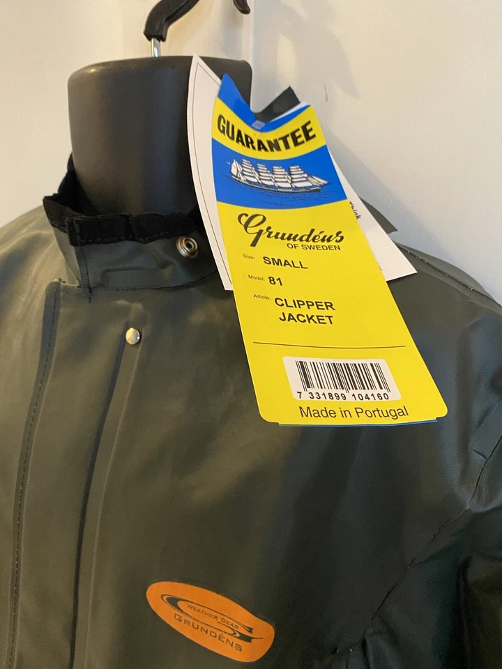 Grundens Commercial Fishing Clipper Jacket Model 81 Green NOS NEW Small $110 - Image 3 of 4