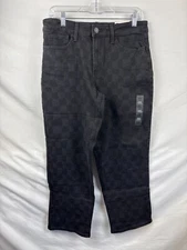SO Goods For Life Women Black Check Denim Jeans Straight Leg Stretch Size 13 NWT