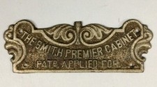 Antique Smith Corona Typewriter Cabinet Metal Plaque Badge thumbnail