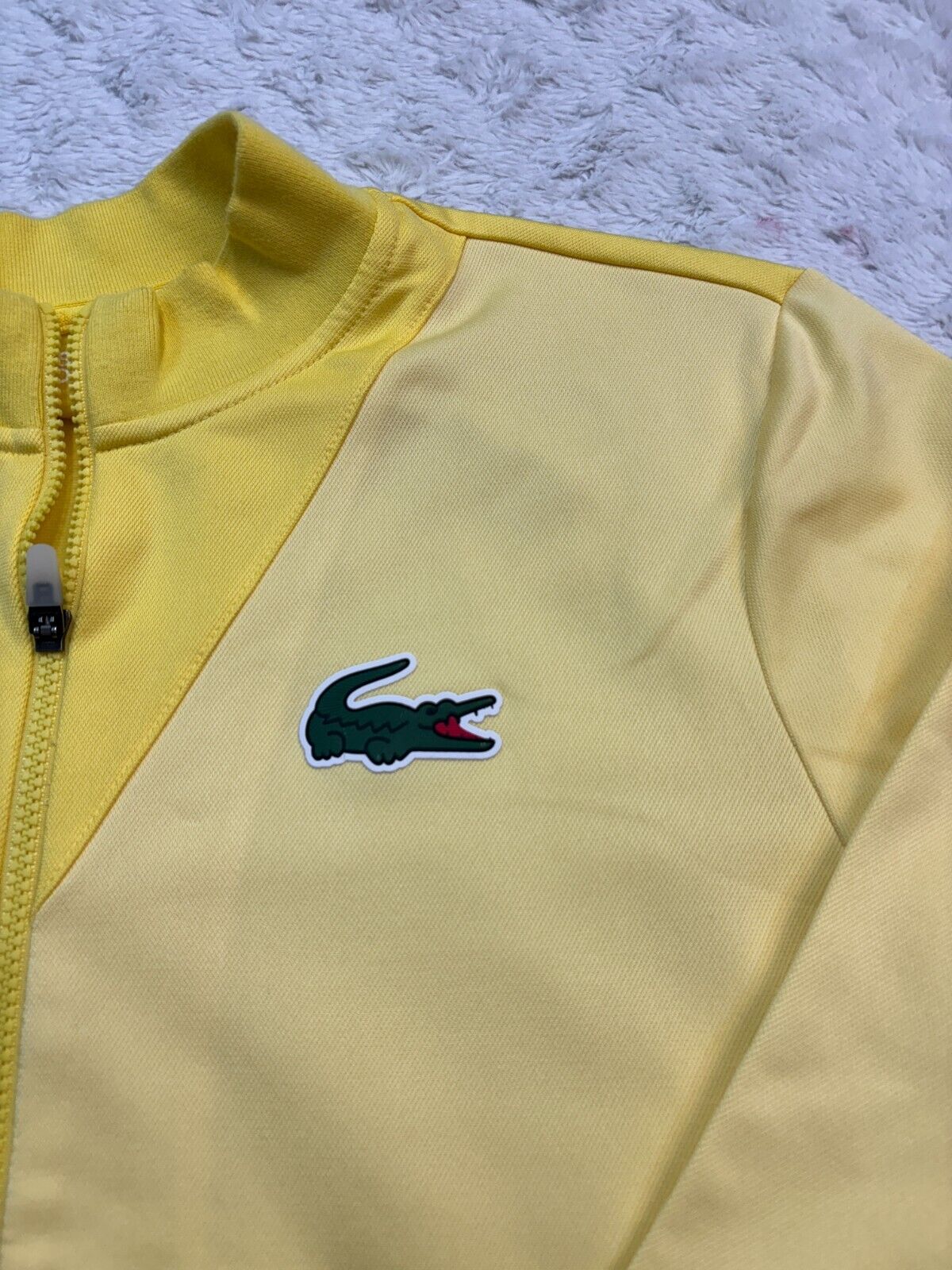 Lacoste Sport Track Jacket XXL Full Zip Miami Open Tennis Yellow Mens Spell out
