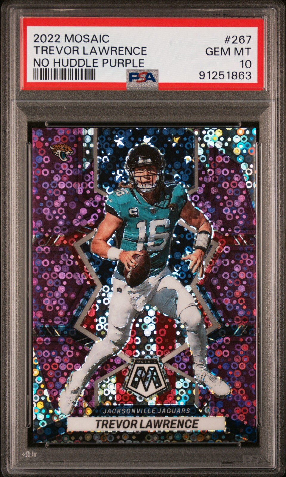 2022 Mosaic Trevor Lawrence No Huddle Purple Disco 35/50 #267 PSA 10 💎💎💎💎💎