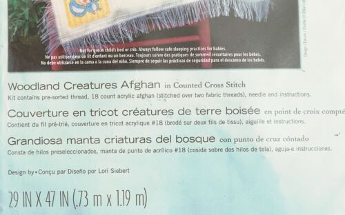 Dimensions Cross Stitch Kit WOODLAND CREATURES Baby Afghan Blanket 70-74131 - Picture 3 of 5