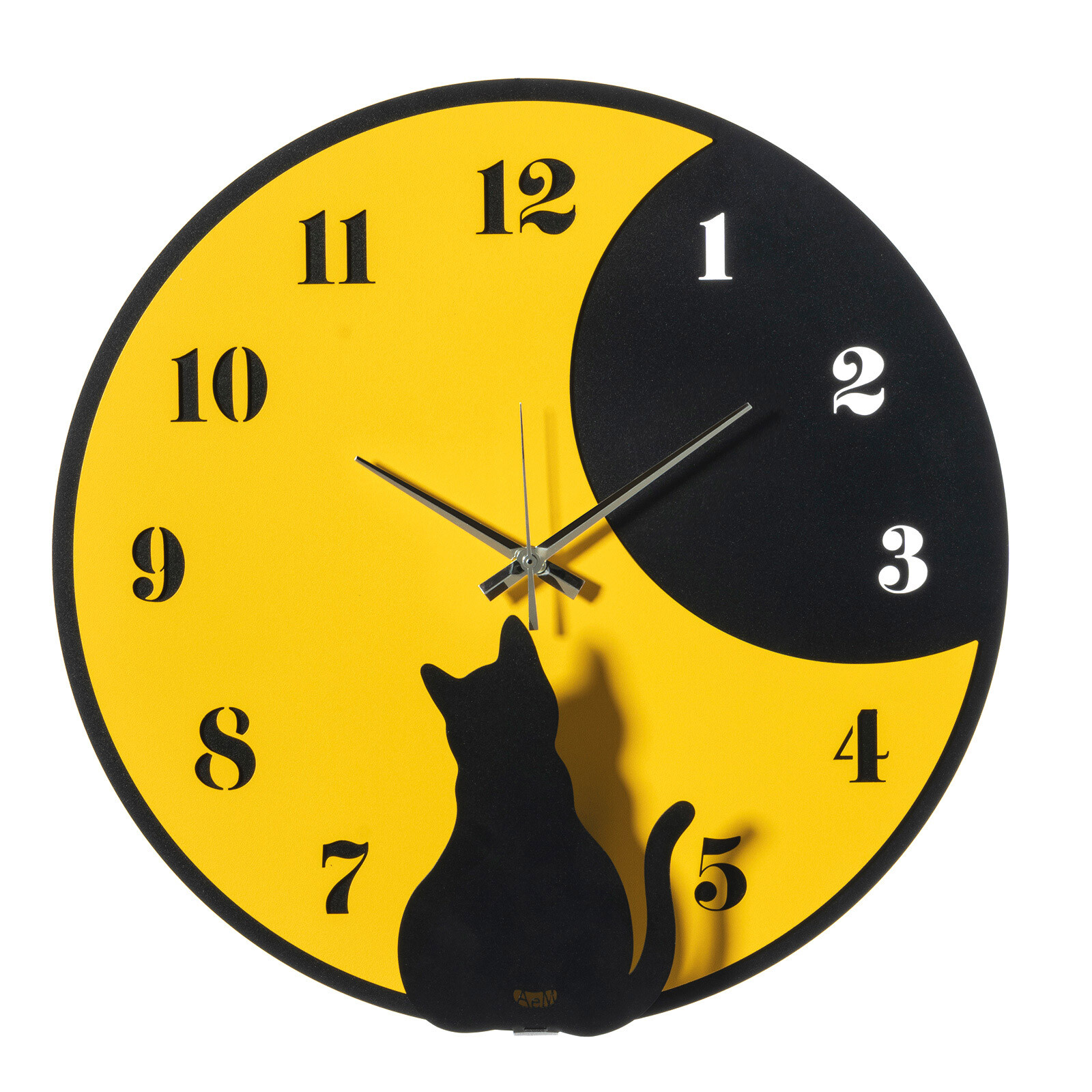 Arti e Mestieri Orologio da parete rotondo in metallo dal design moderno Moon Wh