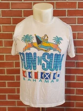 Fun n Sun Bahamas Vintage 1987 Single Stitch Mens Large Crewneck T-Shirt White