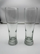 Set of 2 Tall Clear Glass Pilsner Beer Glasses Tall Boys 9" 