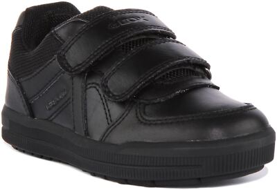 Geox J Arzach Double Strap Leather  UnisexSchool Shoes In Black Size US 9 - 13