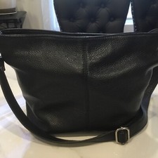 BORSE IN PELLE BLACK LEATHER SHOULDER BAG MADE IN ITALY