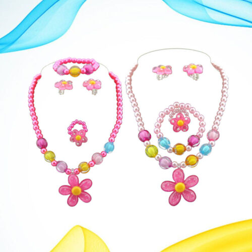 2 ensembles de bijoux habillage jeu perles bijoux robe faire semblant faveurs de fête - Photo 1 sur 11
