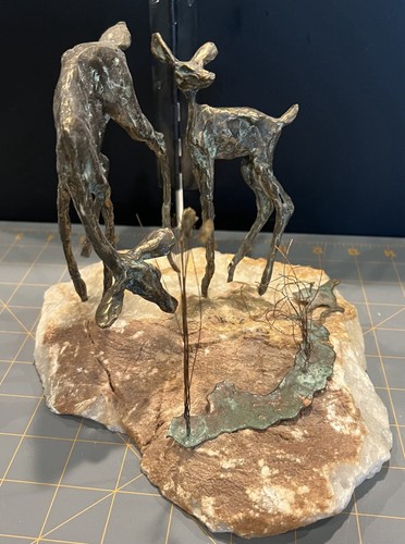 Wild Life Nature Sculpture Bronze Deer Jere Inspired Brutalist Deers - Picture 4 of 15