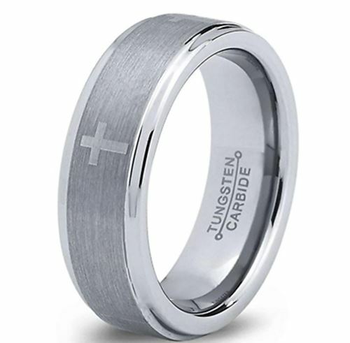 7 mm Männer oder Frauen Wolframcarbid christliches Gebet Kreuz Ehering Ringe - Bild 2 von 4