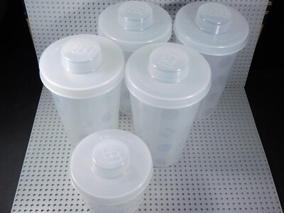 LEGO Lot of 5 Trans Clear Pick A Brick Containers w/ LId 4 Large 1 Small