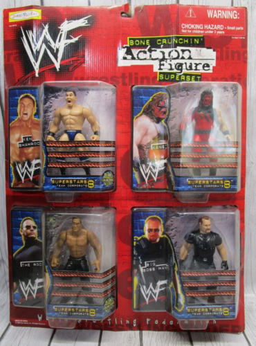 Jakks WWF WWE Bone Crunchin' Set 4 Figuren Rock, Kane, Boss Man, Shamrock NEU