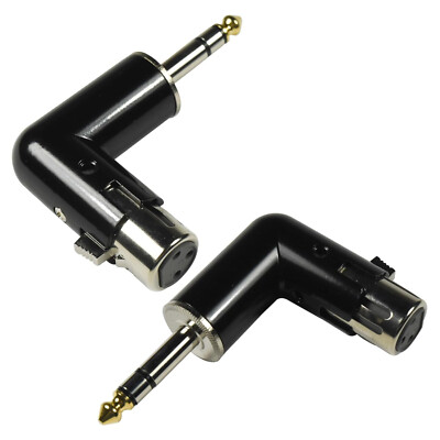 2-Pack HQRP 3-Pin XLR Female to 1/4'' Male TRS Angle Adapter w/ 4 Angle Positions