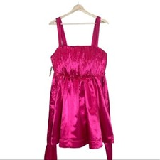 Anthropologie NWT Maeve Pink Satin Bow-Tie Party Mini Dress w Pockets Size 8