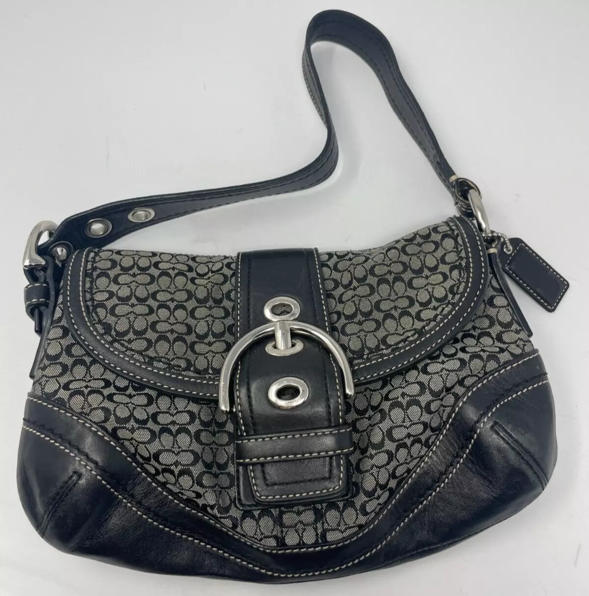 Coach Black Signature Soho Buckle Shoulder Bag Vintage Authentic Monogram