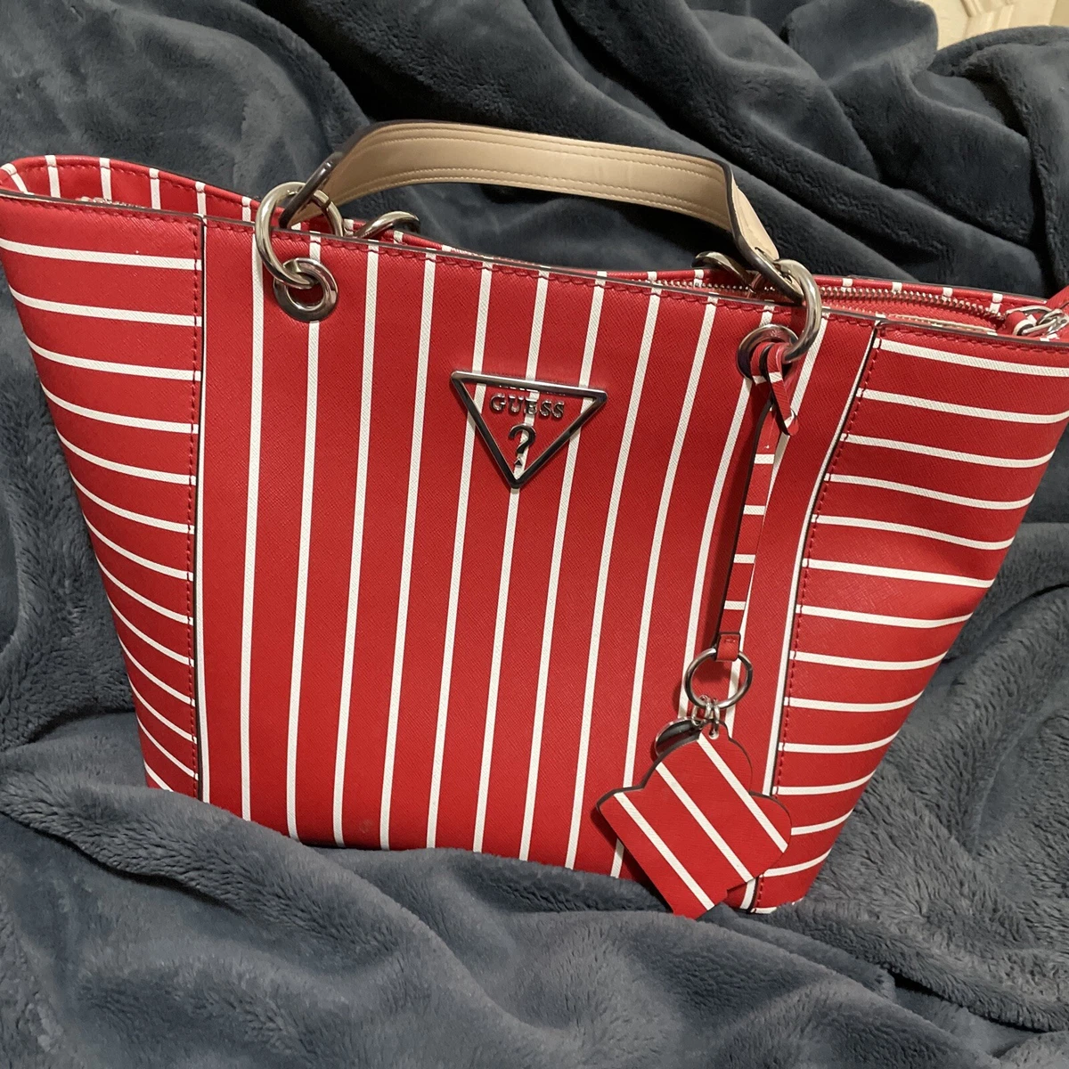 Guess Red And White Shoulder Bag