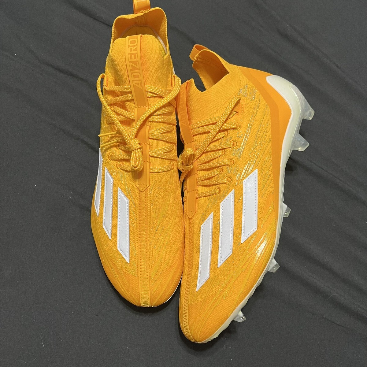 Adidas Adizero Primeknit Yellow Gold White Football Cleats Size 14