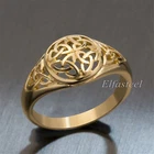 Women's Girl's Gold Celtic Knot Stainless Steel Fashion Ring
