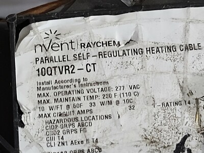 nVent/Raychem 10QTVR2-CT QTVR Self-Regulating Heating Cable 10W/Ft 200-277V /1ft