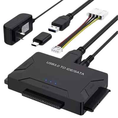 USB 3.0 to IDE/SATA Hard Drive Adapter External Hard Drive Reader Ultra Recov...