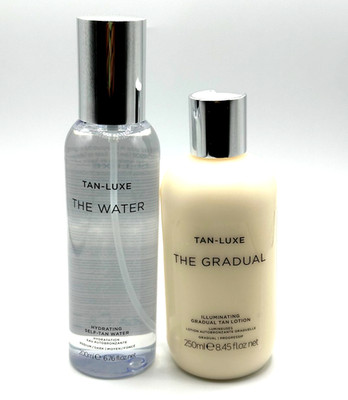 2 Piece Set Tan Luxe The Water Medium Dark & Gradual Tan Lotion 200 ml / 250 ml