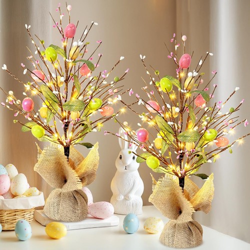 EAMBRITE Easter Decorations Easter Egg Tree with Lights, Lighted Trees Batter...