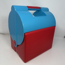 Enfriador de picnic Igloo Little Playmate II de colección 1987 Crown Corning rojo azul aguamarina