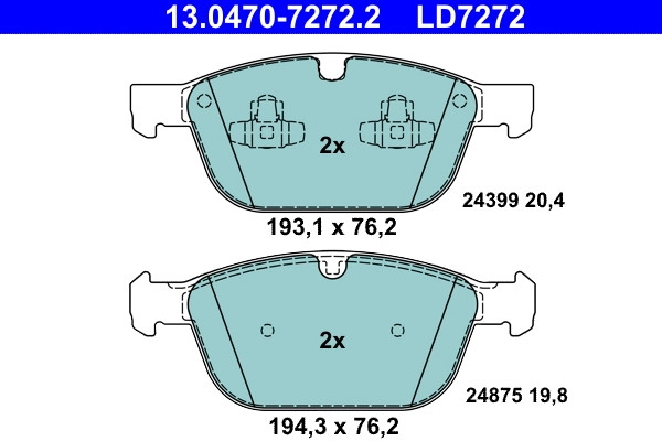 Freinage silencieux avec le kit de plaquettes ATE 13.0470-7272.2 haute friction