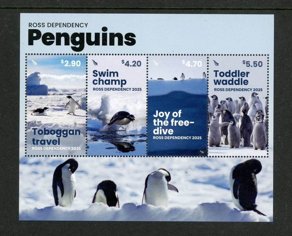 Ross Dependency New Zealand 2025 Penguins of Antarctica 4v+ SS MNH Wildlife Bird - Image 2 of 2