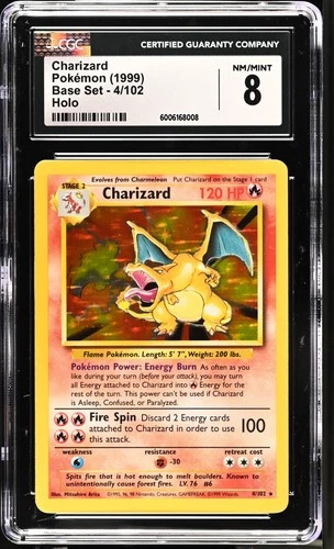 1999 Charizard Pokemon Base Set Unlimited #4 Rare Holo CGC 8