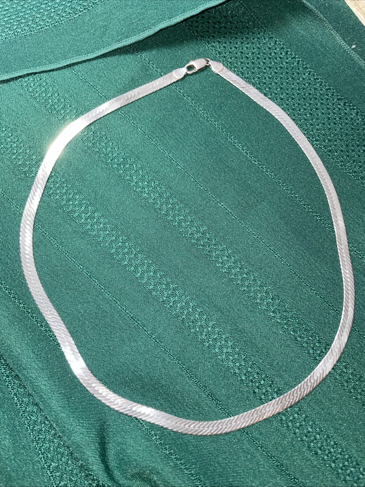 Solid 925 Sterling Silver Italian Herringbone Cha… - image 3