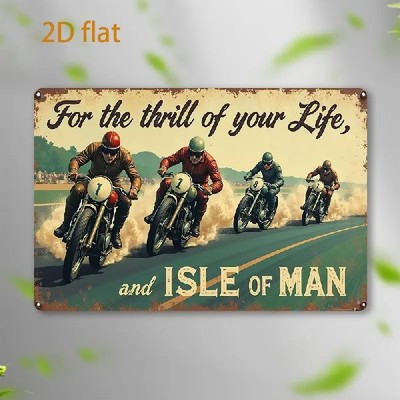 Blechschild thrill of life and isle of man Motorrad Nostalgie Vintage  TEL2263