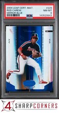 2004 LEAF CERTIFIED MATERIALS MIRROR BLUE #229 ROD CAREW HOF #/50 POP 1 PSA 8