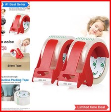 Heavy Duty Clear Packing Tape 2 Rolls Refillable Dispenser Noiseless 1.88 Inch