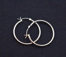 2mm X 30mm 1 1/4" Plain Polished Round Hoop Earrings Real 925 Sterling Silver