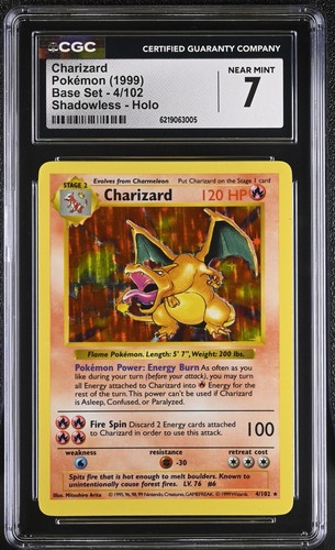 Charizard (Shadowless) graded CGC 7 for sale on eBay