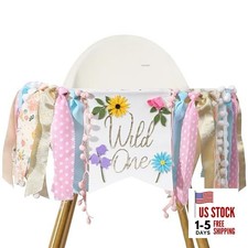 Wild flower High Chair Banner - Girls WildOne 1st Birthday Decoration, Floral