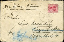 894989) Deutsche Post in China Blg mit 10 Pf. Germania + K1 Marine-Schiffspost