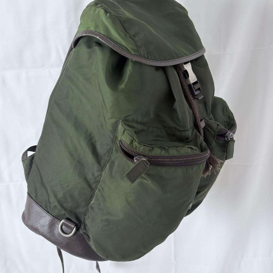 PRADA Nylon Backpack Khaki Green from japan thumbnail 4